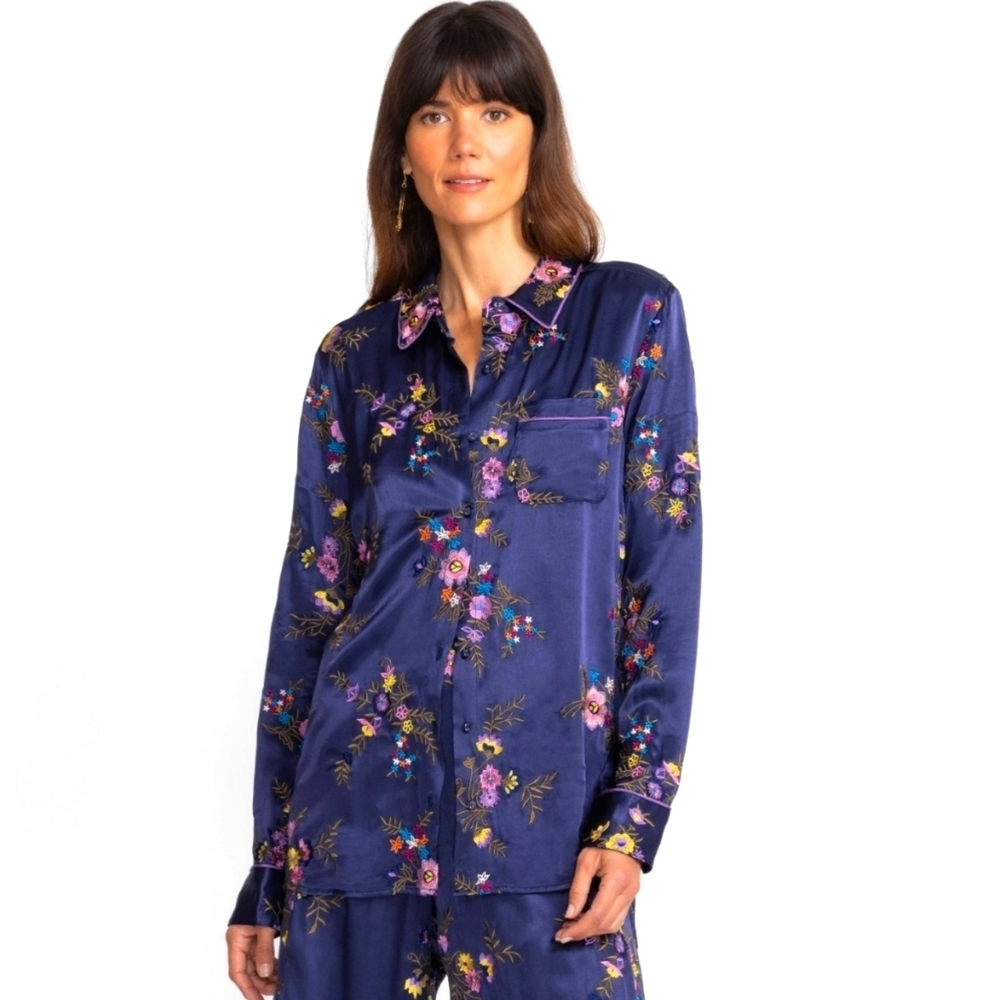 Johnny Was Misty Rayon Button Down Shirt
